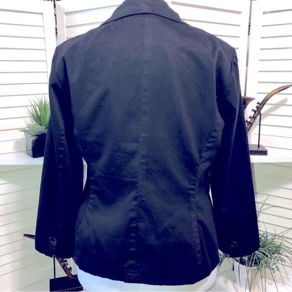 Sandro Black Cotton Blazer Coat V Neck 1X - Picture 3 of 7